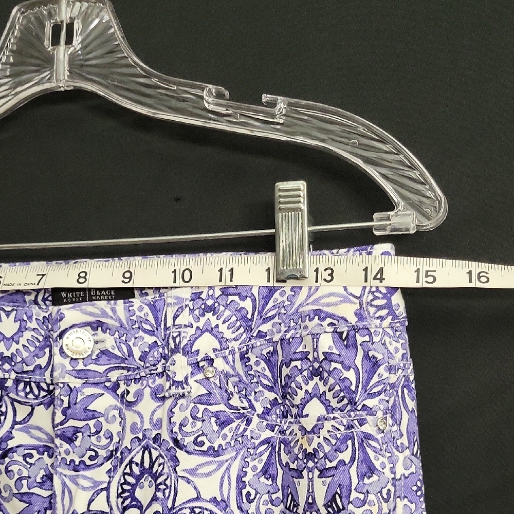 White House Black Market Purple Paisley-Print Ankle Pants - Picture 3 of 5